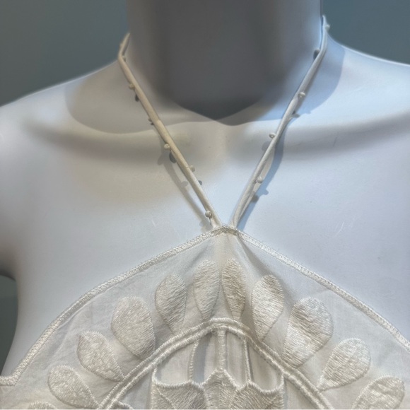 Farm Rio White Halter Richilier Cotton Ruffle Mini Dress Large New with Tag - Picture 7 of 16